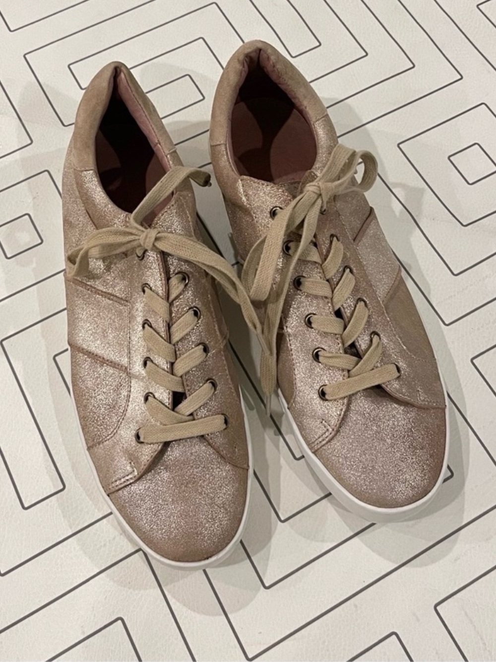 Joie Beige/Gold Metallic Sneakers. Sz 9